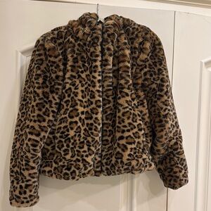 Leopard Print Faux Fur Jacket